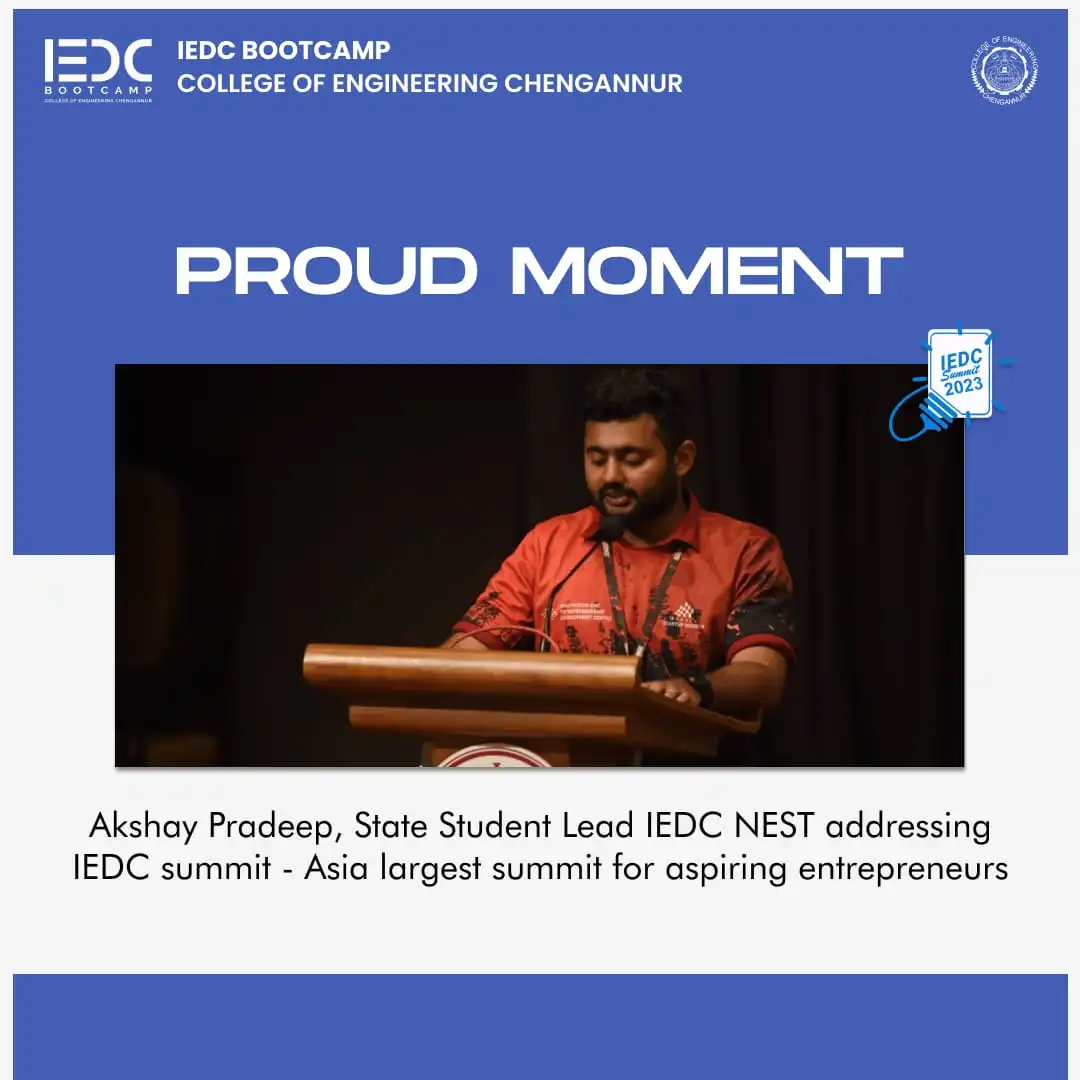 AKSHAY PRADEEP ADDRESSING IEDC SUMMIT